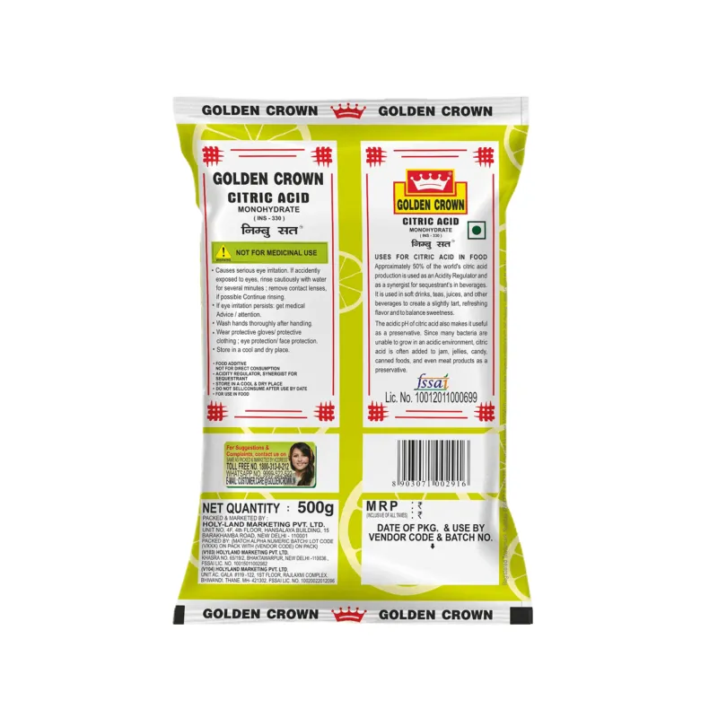 GOLDEN CROWN - CITRIC ACID 500GM