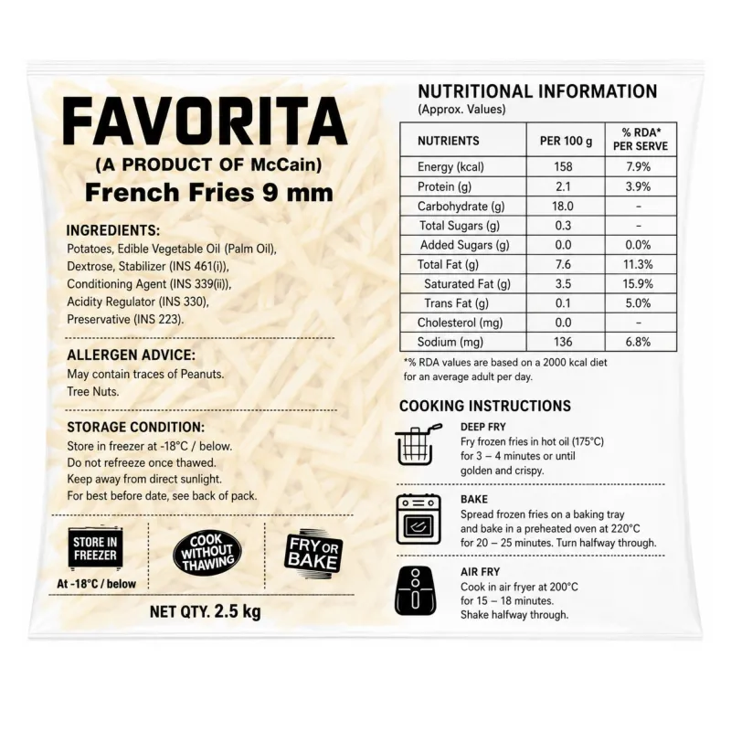McCain - Favorita French Fries 9 mm, 2.5Kg
