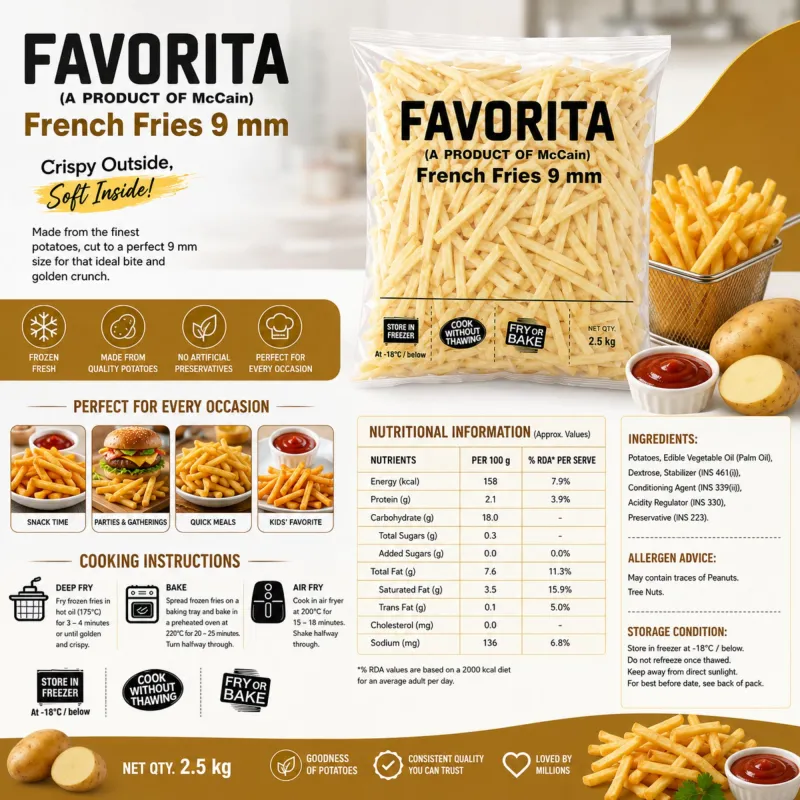 McCain - Favorita French Fries 9 mm, 2.5Kg