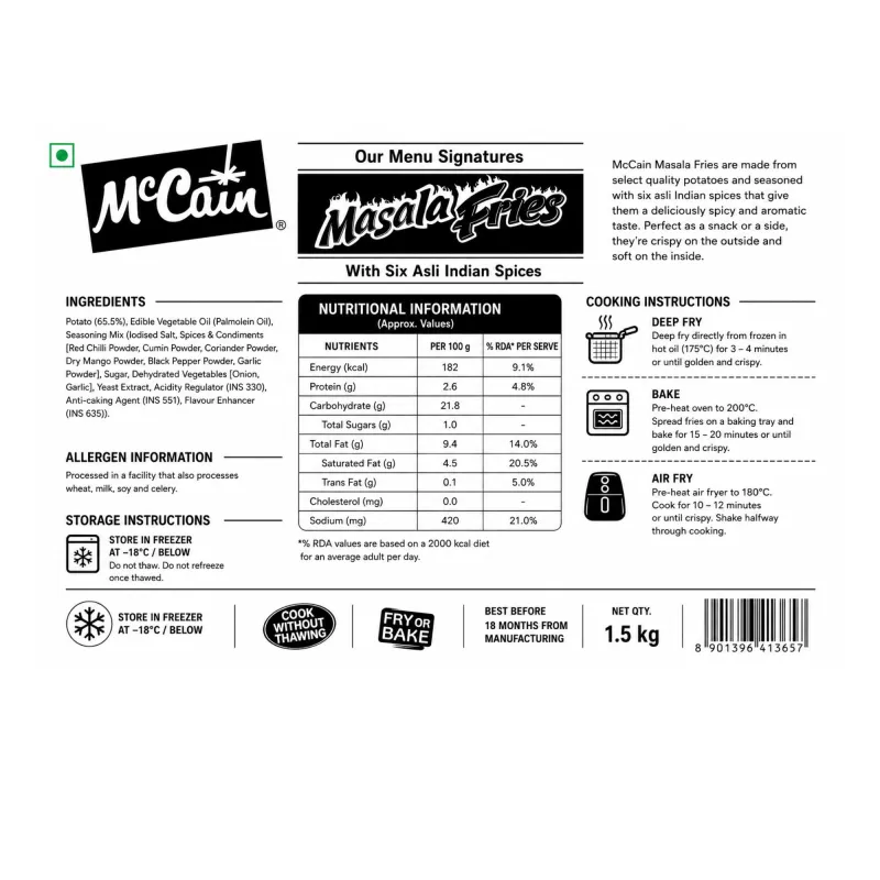 McCain - Masala Fries, 1.5KG