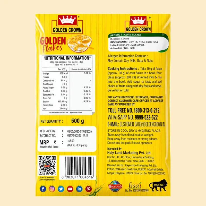 GOLDEN CROWN - CORN FLAKES, 500GM