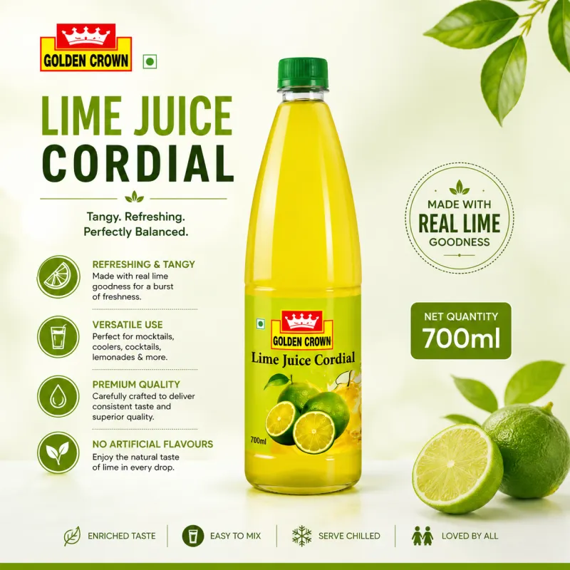 GOLDEN CROWN - LIME JUICE CORDIAL,700ML
