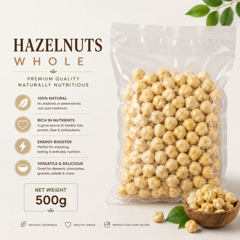 HAZELNUTS WHOLE, 500GM